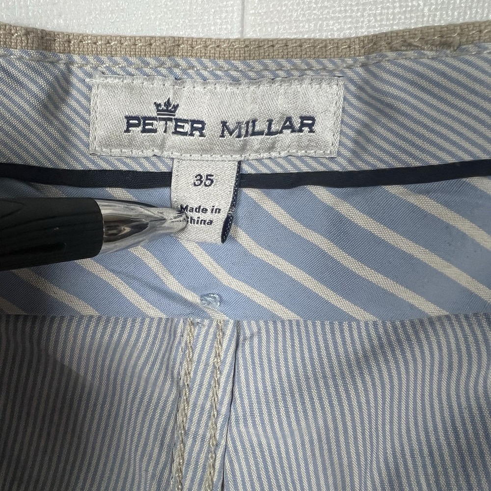 Peter Millar CrownMen 35x33 Khaki Canvas Vintage MF18B86 Flat Front Pants - Picture 4 of 5